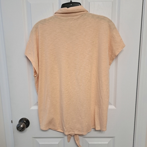 ❤️ Buffalo David Bitton Slub Knit Top Button Up Tie Front Blouse Small Yellow - Picture 3 of 11